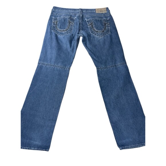 True Religion Men’s Moto Slim Run Stitch Jeans Size 36 Denim Streetwear Edgy - Picture 9 of 11